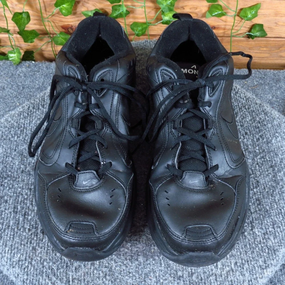 Nike Air Monarch‎ IV Mens Training Shoes Size 11.5 Cross Training Black Leather